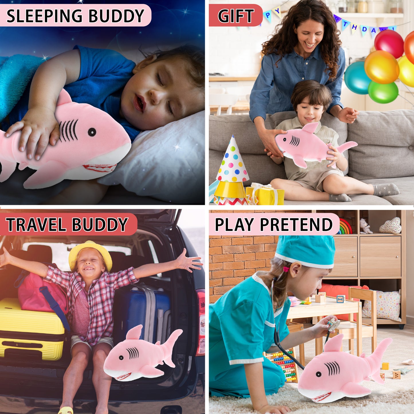 BABY SOFT PLUSH - PINK SHARK