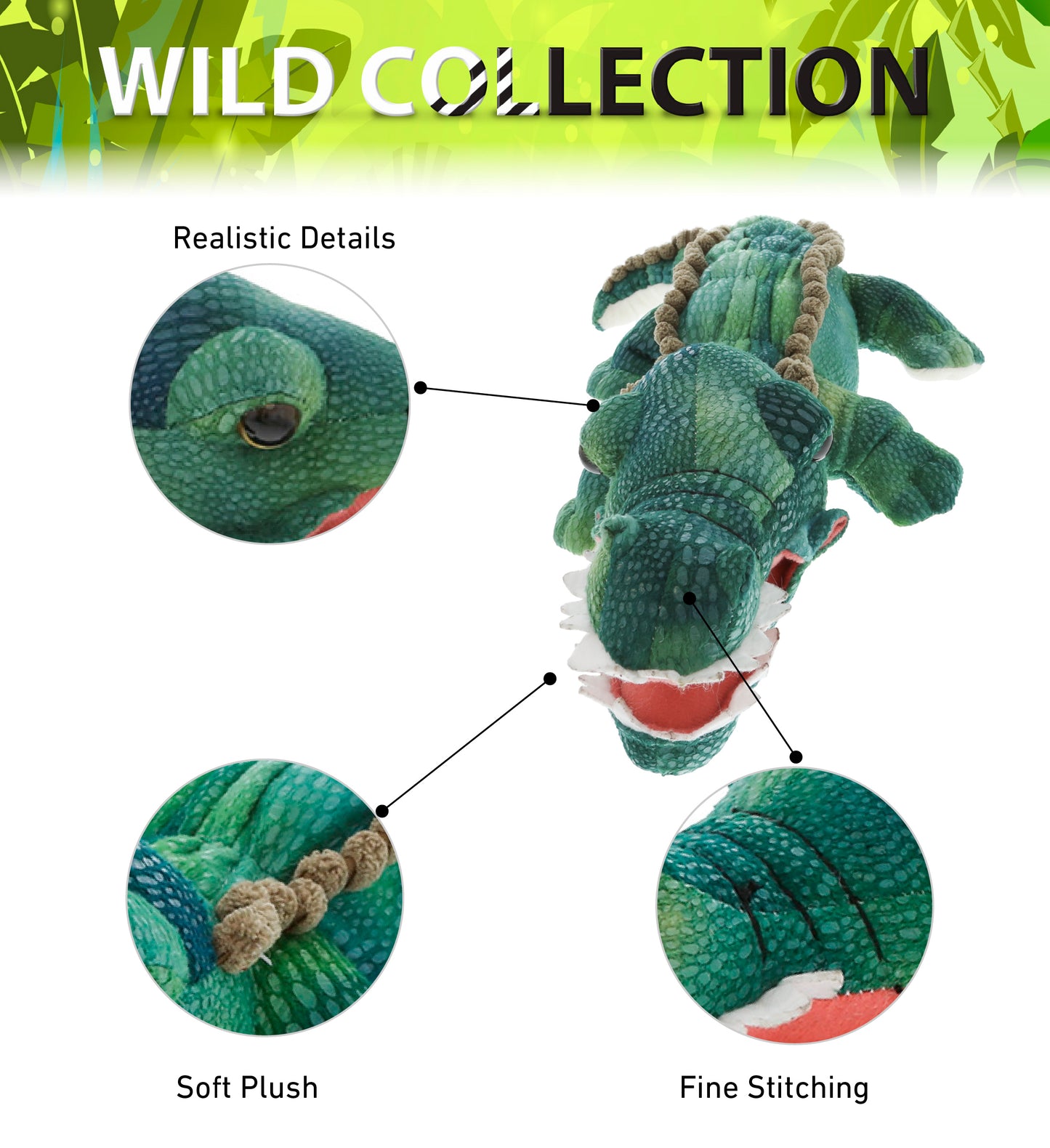 WILD COLLECTION PLUSH - 24" GREEN ALLIGATOR