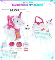 PLUSH PURSE PET CARRIER - SEQUIN - PINK UNICORN