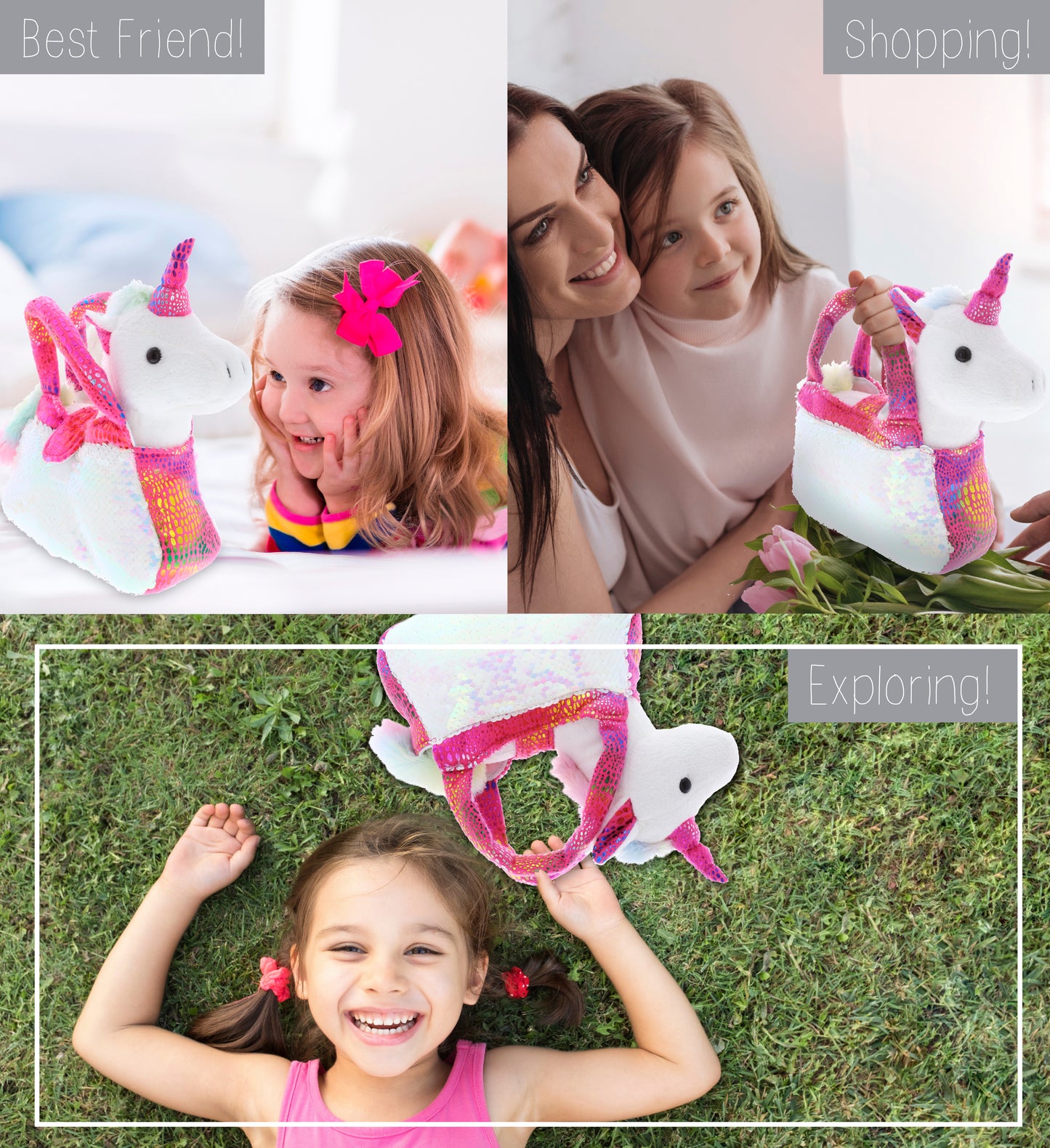 PLUSH PURSE PET CARRIER - SEQUIN - PINK UNICORN