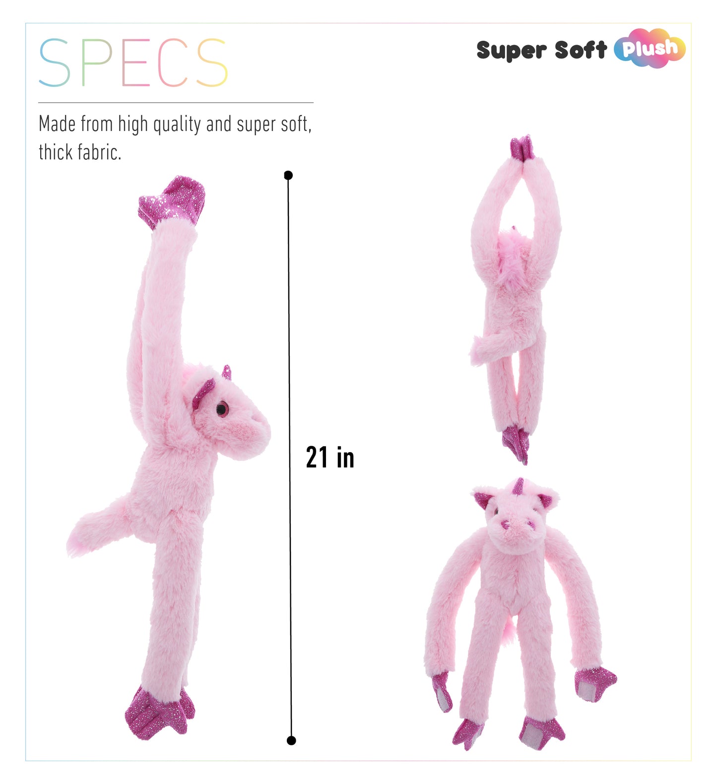 SUPER SOFT PLUSH - LONG ARMS - UNICORN