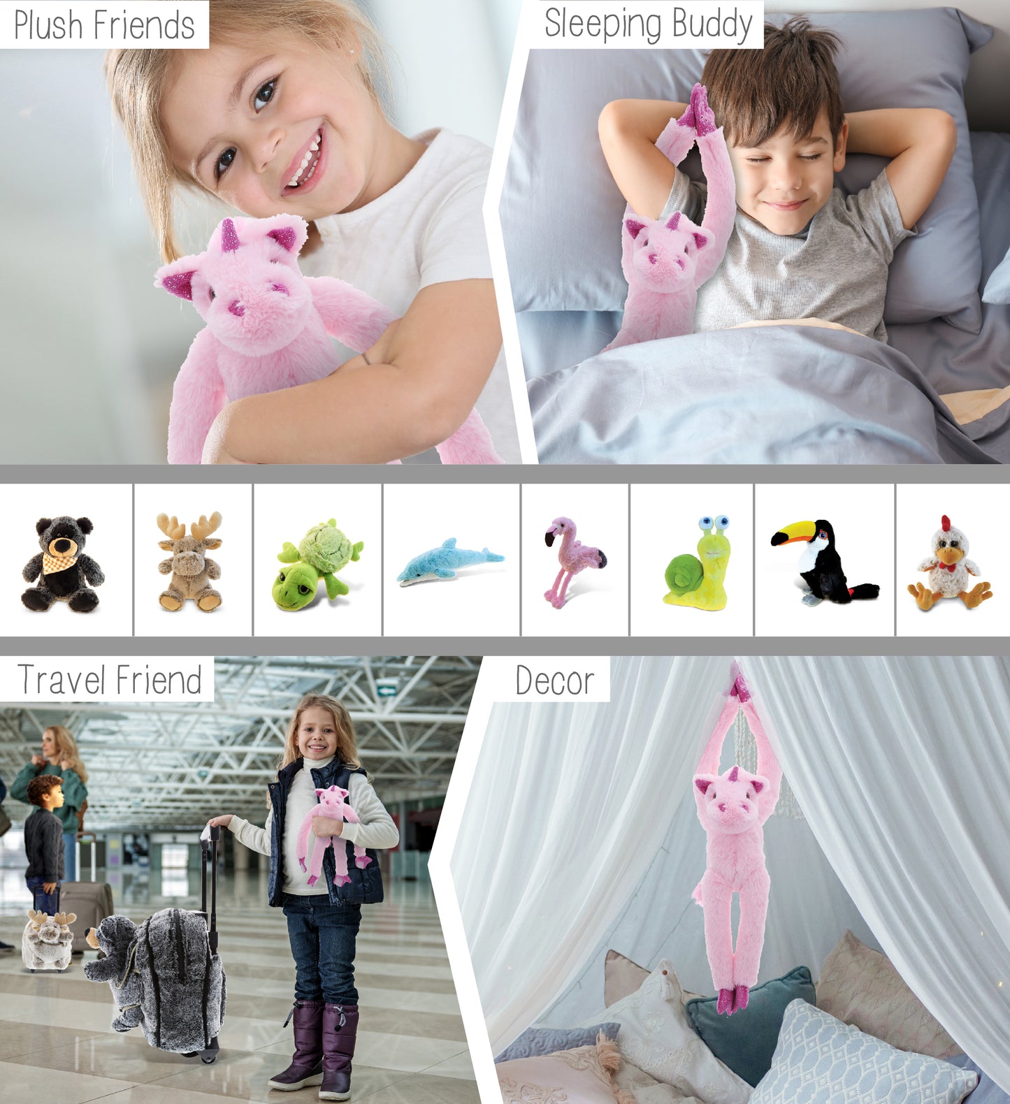 SUPER SOFT PLUSH - LONG ARMS - UNICORN