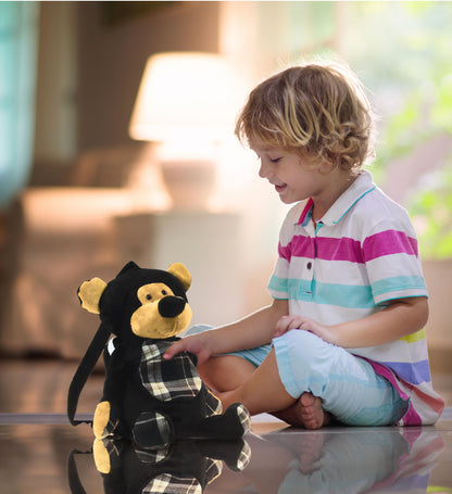 STYLISH PLUSH BACKPACK - BLACK BEAR