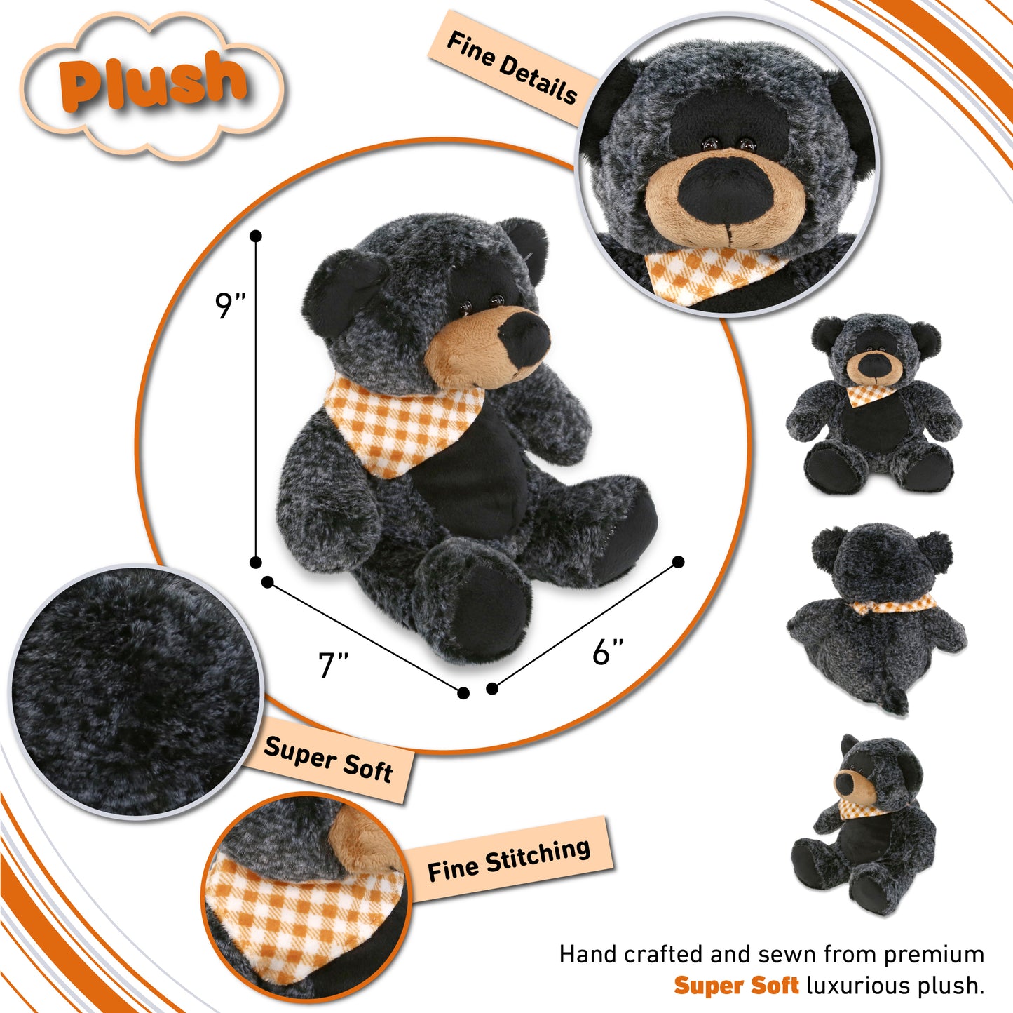 SUPER-SOFT PLUSH - SITTING BLACK BEAR