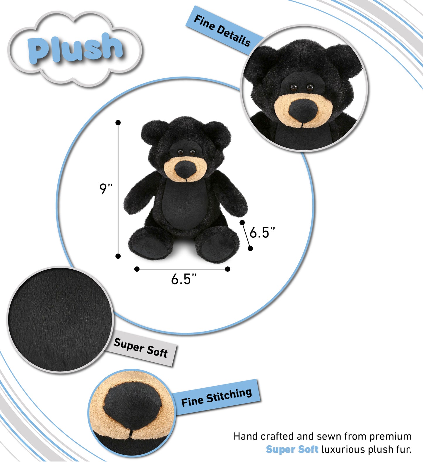 SUPER-SOFT PLUSH - BLACK BEAR 9"