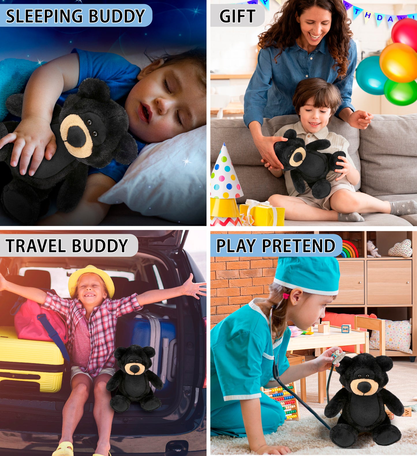 SUPER-SOFT PLUSH - BLACK BEAR 9"