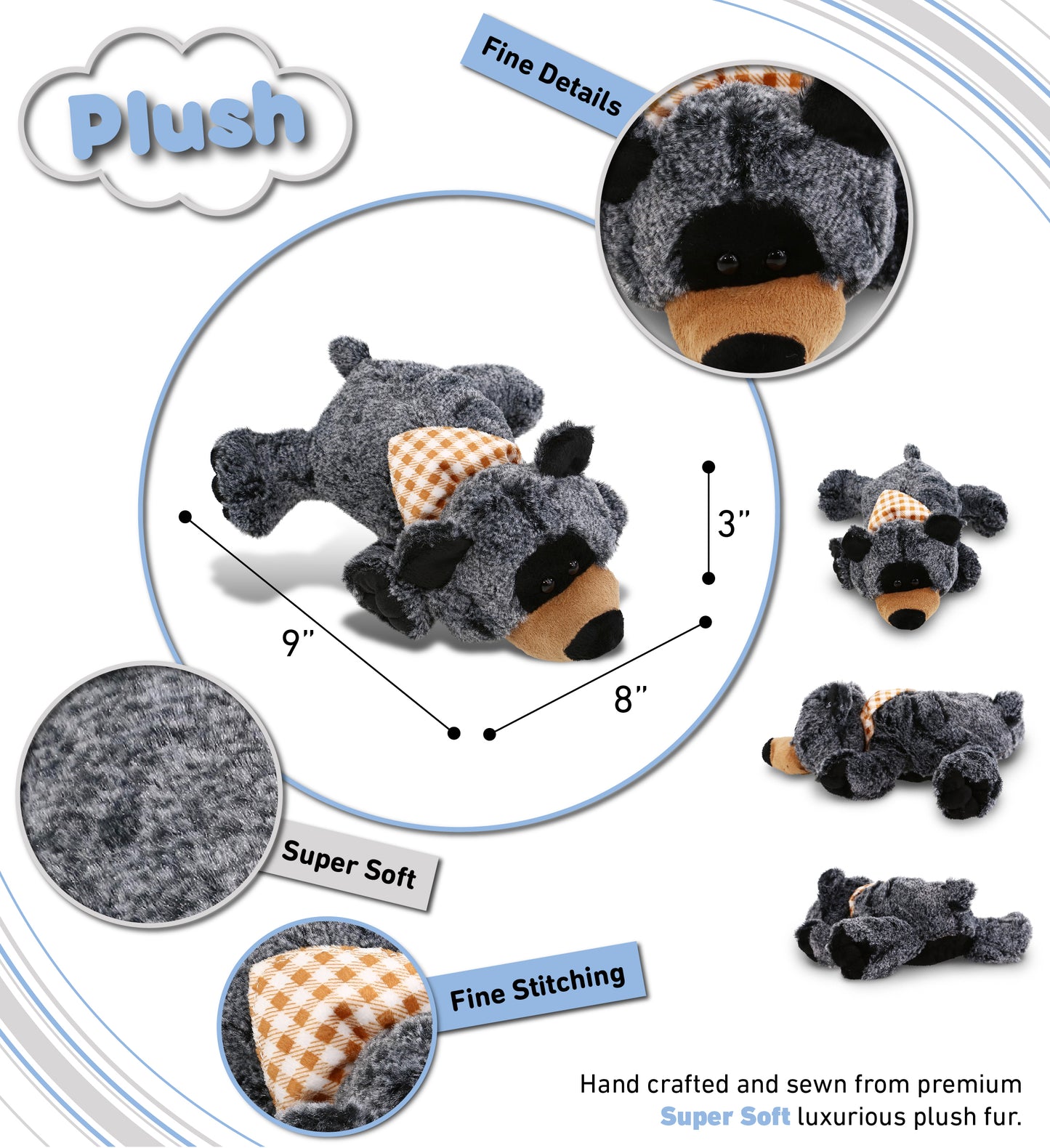 SUPER-SOFT PLUSH - LYING BLACK BEAR