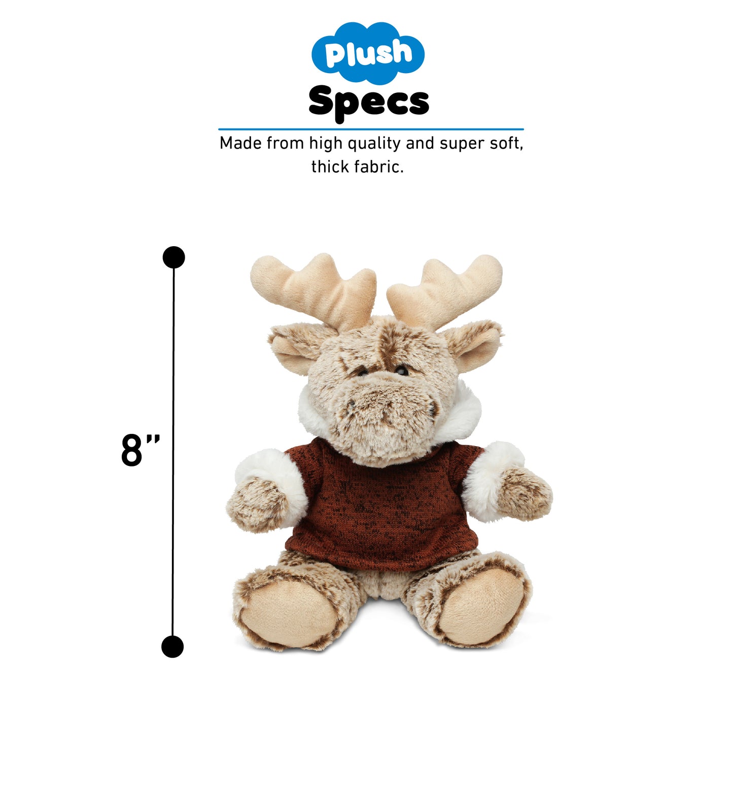 SUPER SOFT PLUSH - SITTING MOOSE WITH BROWN HOODED SWEATER