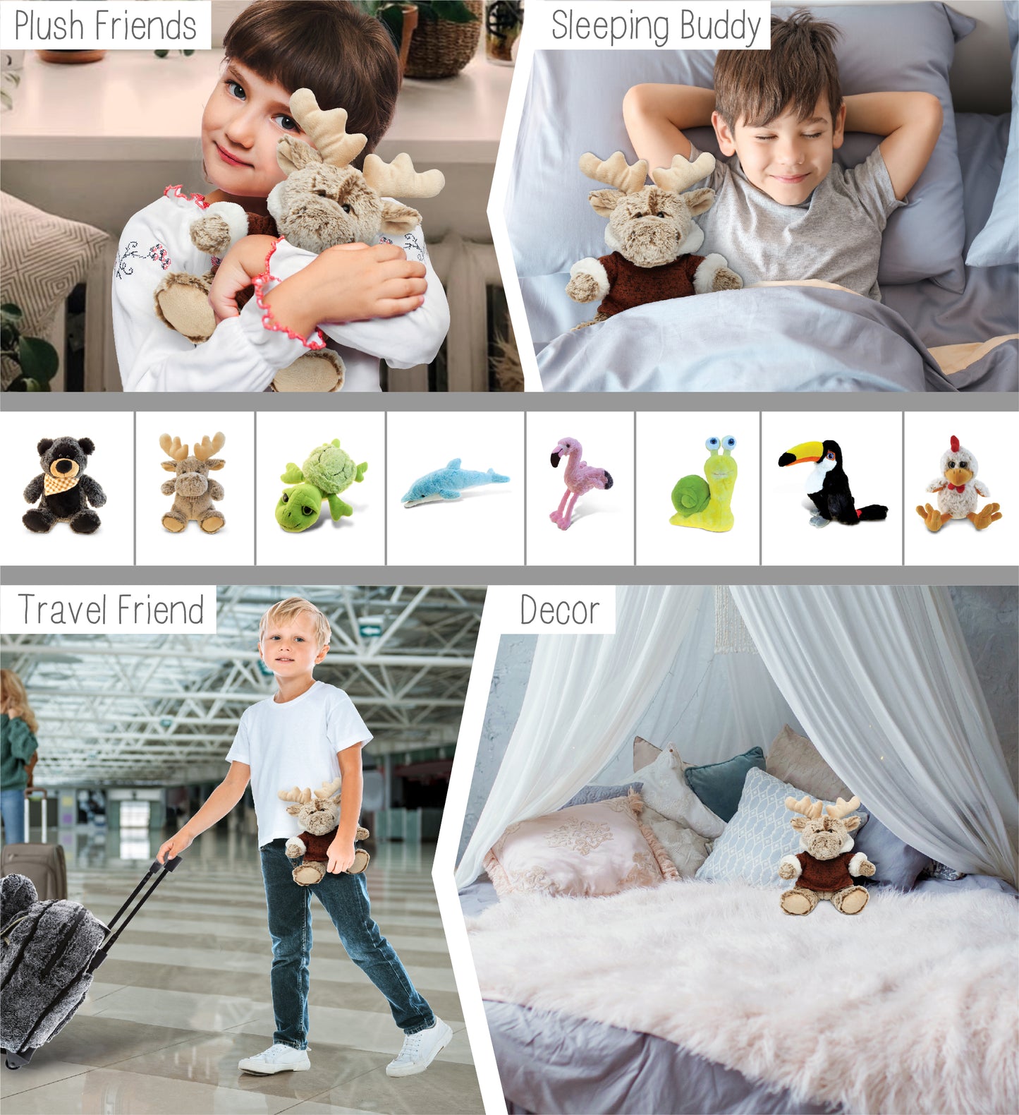 SUPER SOFT PLUSH - SITTING MOOSE WITH BROWN HOODED SWEATER