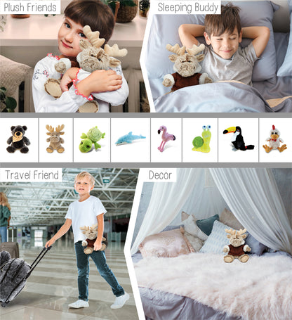 SUPER SOFT PLUSH - SITTING MOOSE WITH BROWN HOODED SWEATER