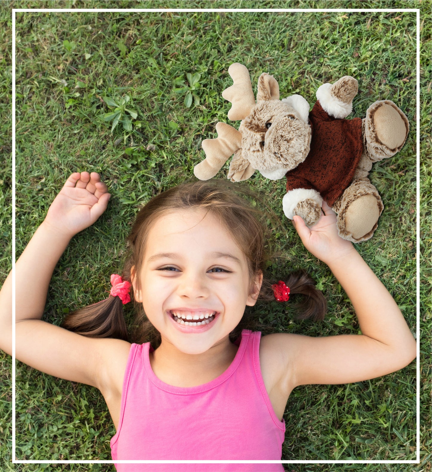 SUPER SOFT PLUSH - SITTING MOOSE WITH BROWN HOODED SWEATER