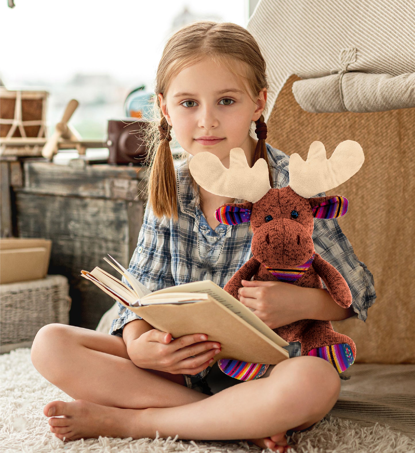 FUNKY PLUSH - SITTING BROWN MOOSE