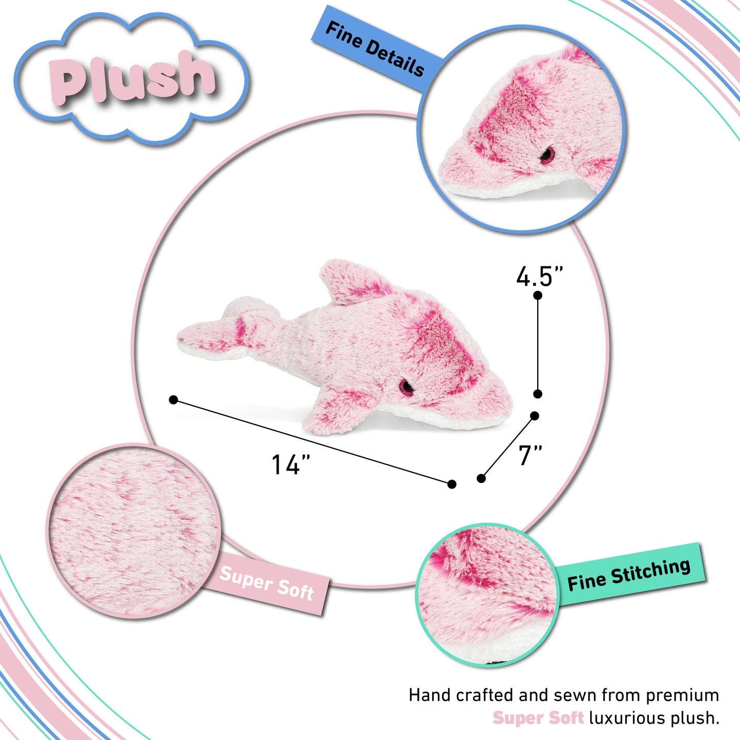 SUPER SOFT PLUSH - PINK DOLPHIN