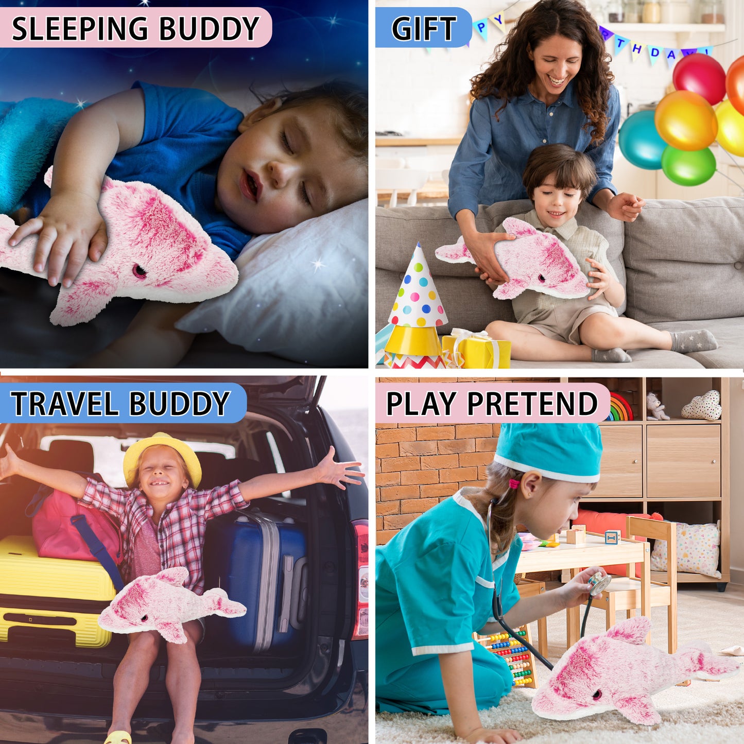 SUPER SOFT PLUSH - PINK DOLPHIN