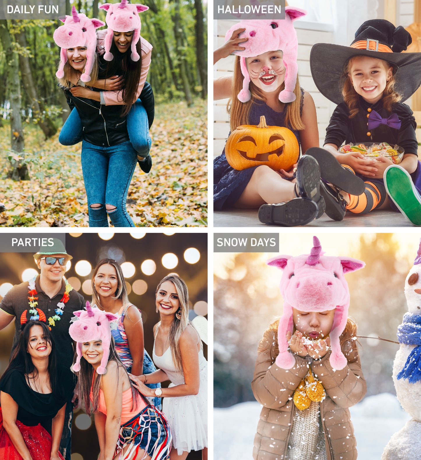 SUPER SOFT PLUSH HAT - PINK UNICORN