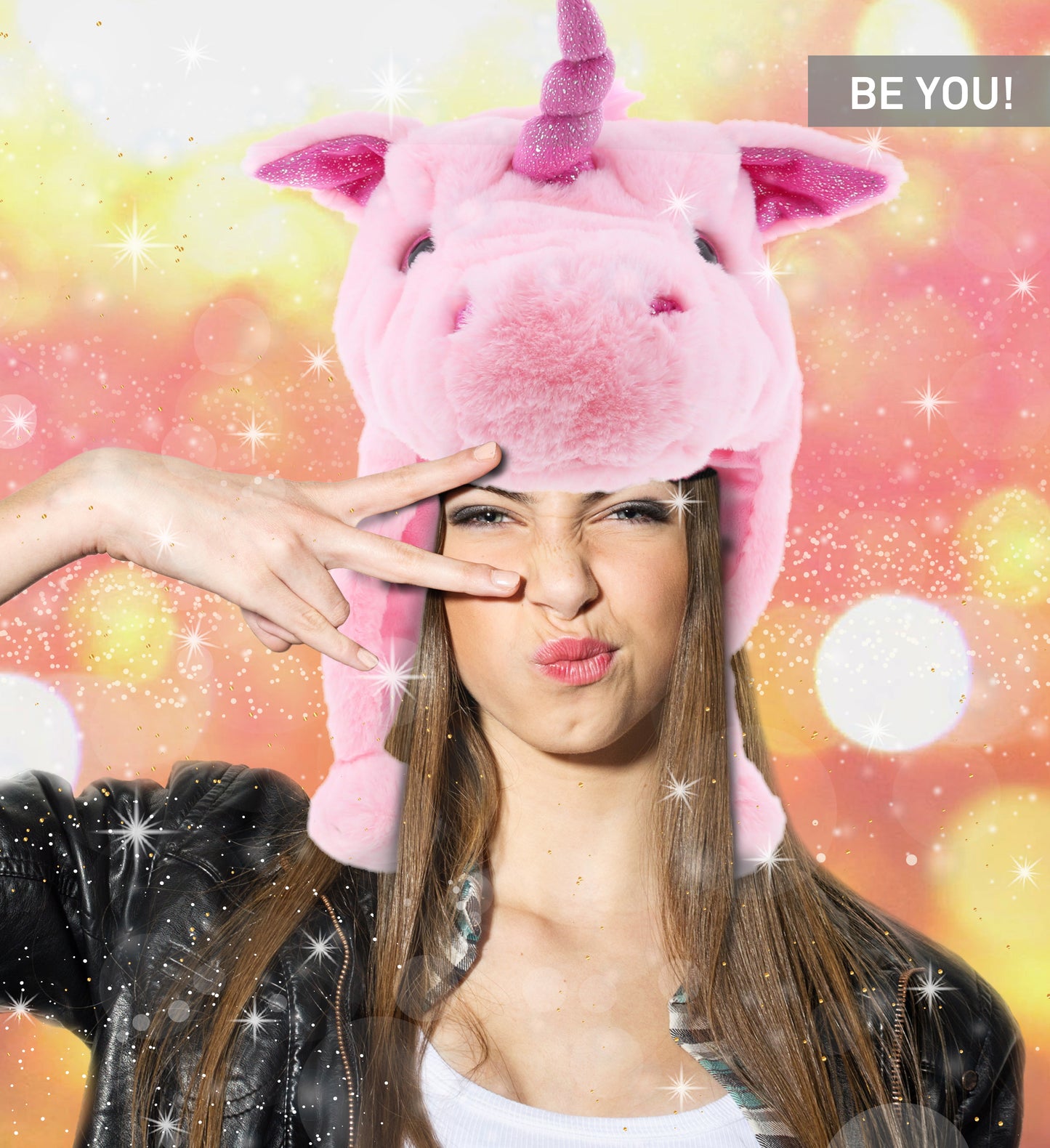 SUPER SOFT PLUSH HAT - PINK UNICORN