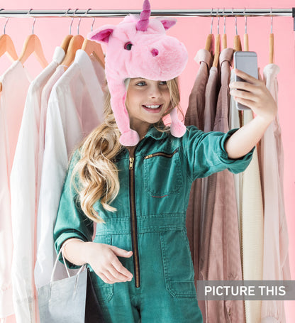 SUPER SOFT PLUSH HAT - PINK UNICORN