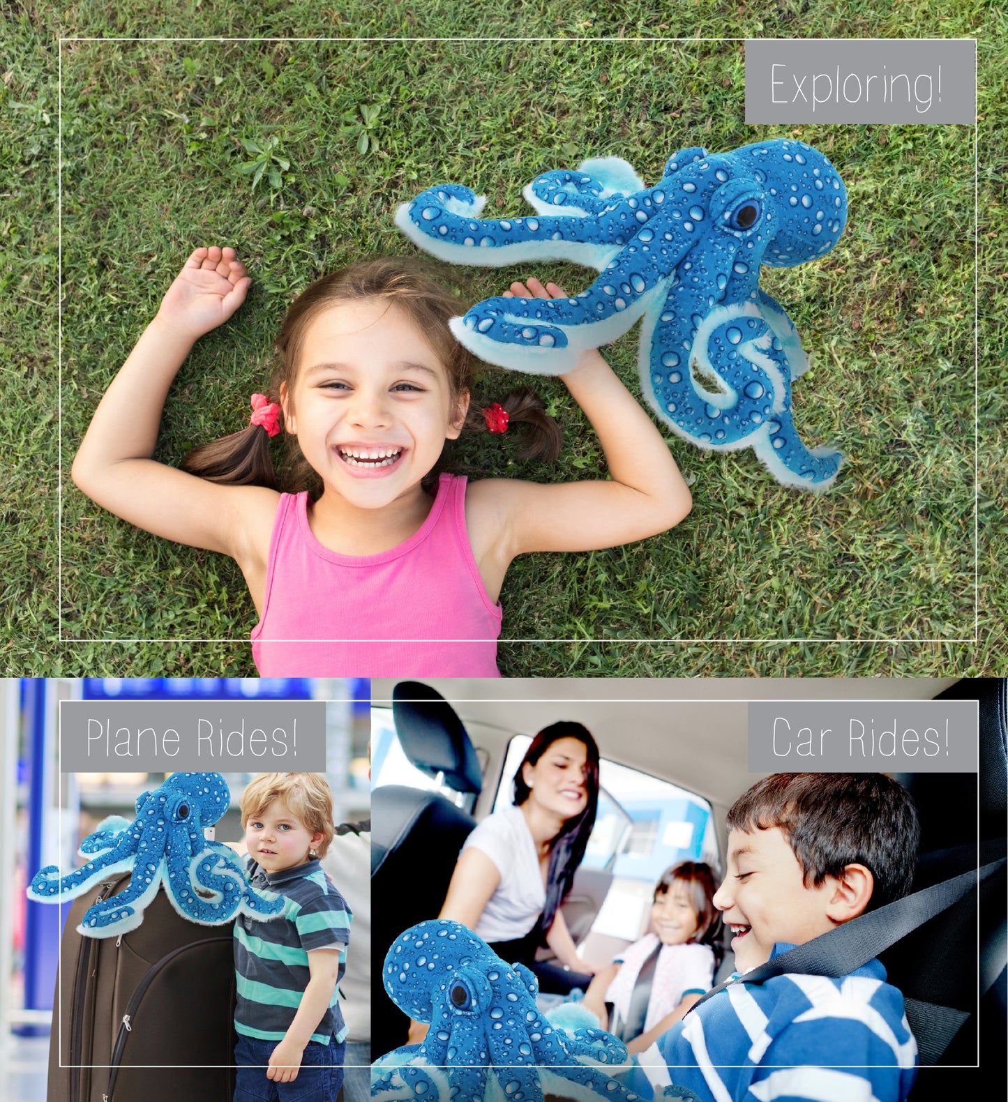 WILD COLLECTION PLUSH - 16" BLUE OCTOPUS