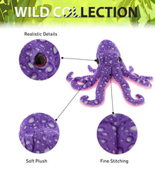 WILD COLLECTION PLUSH - 12" PURPLE OCTOPUS