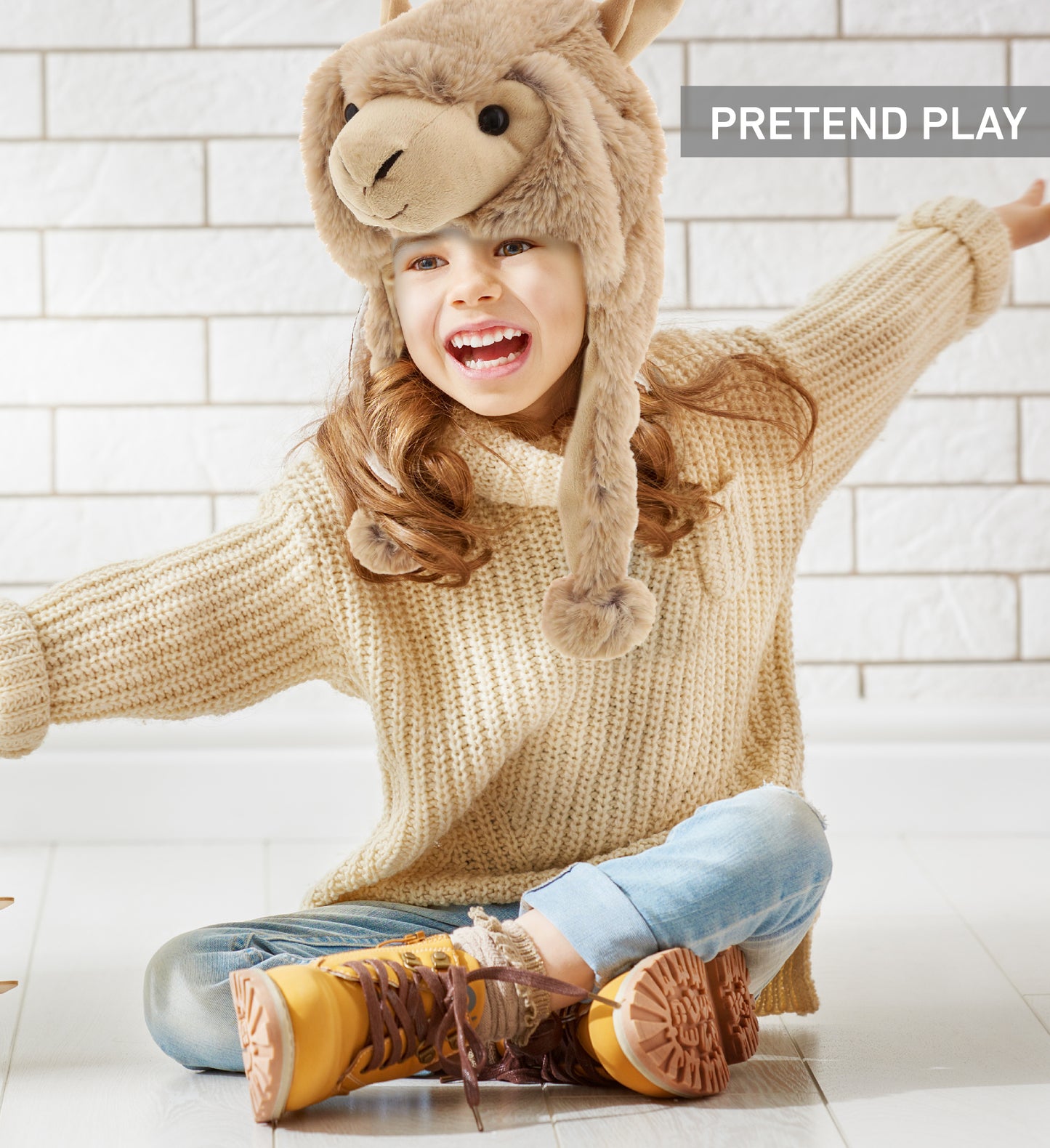 SUPER SOFT PLUSH HAT - BROWN LLAMA