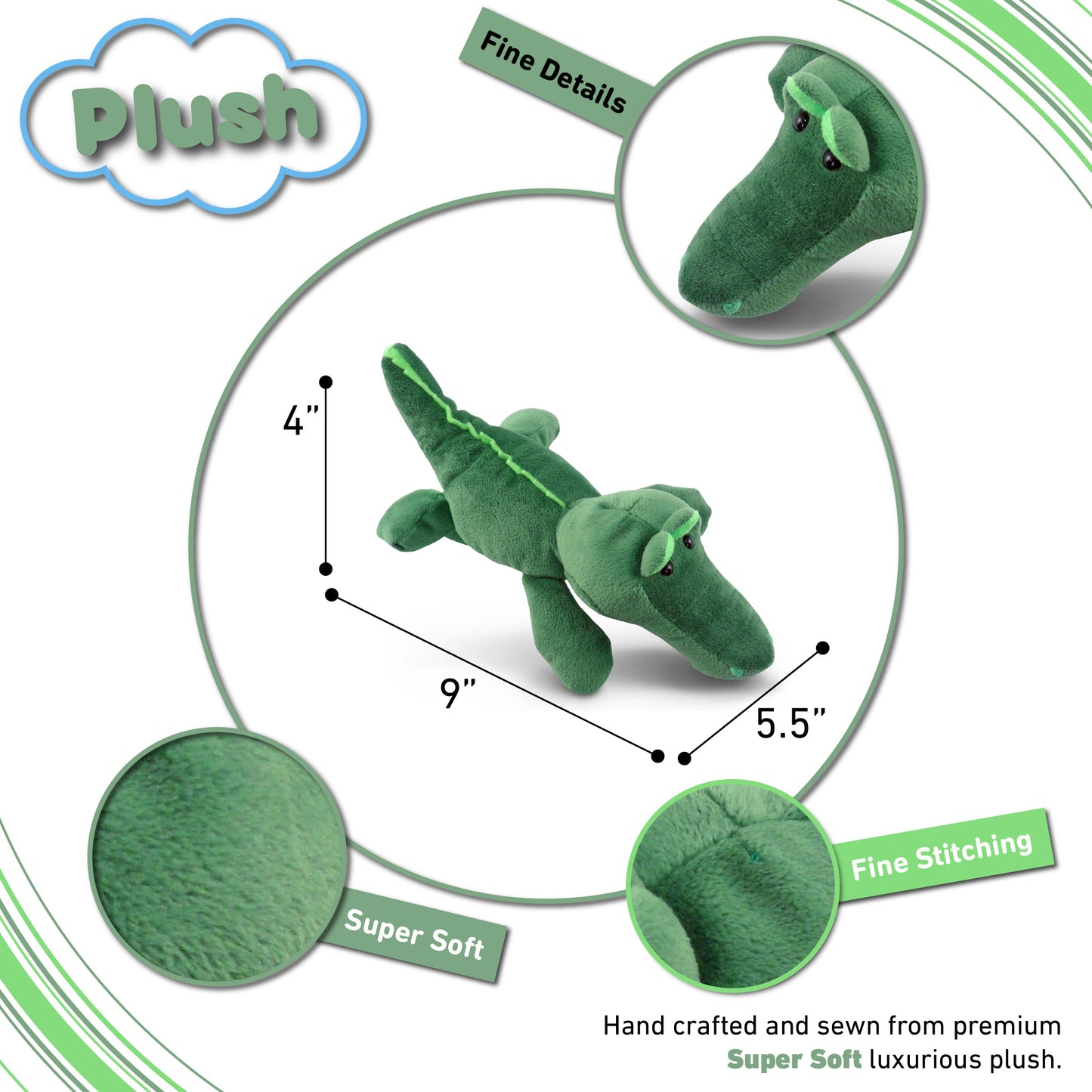 6" PLUSH - ALLIGATOR