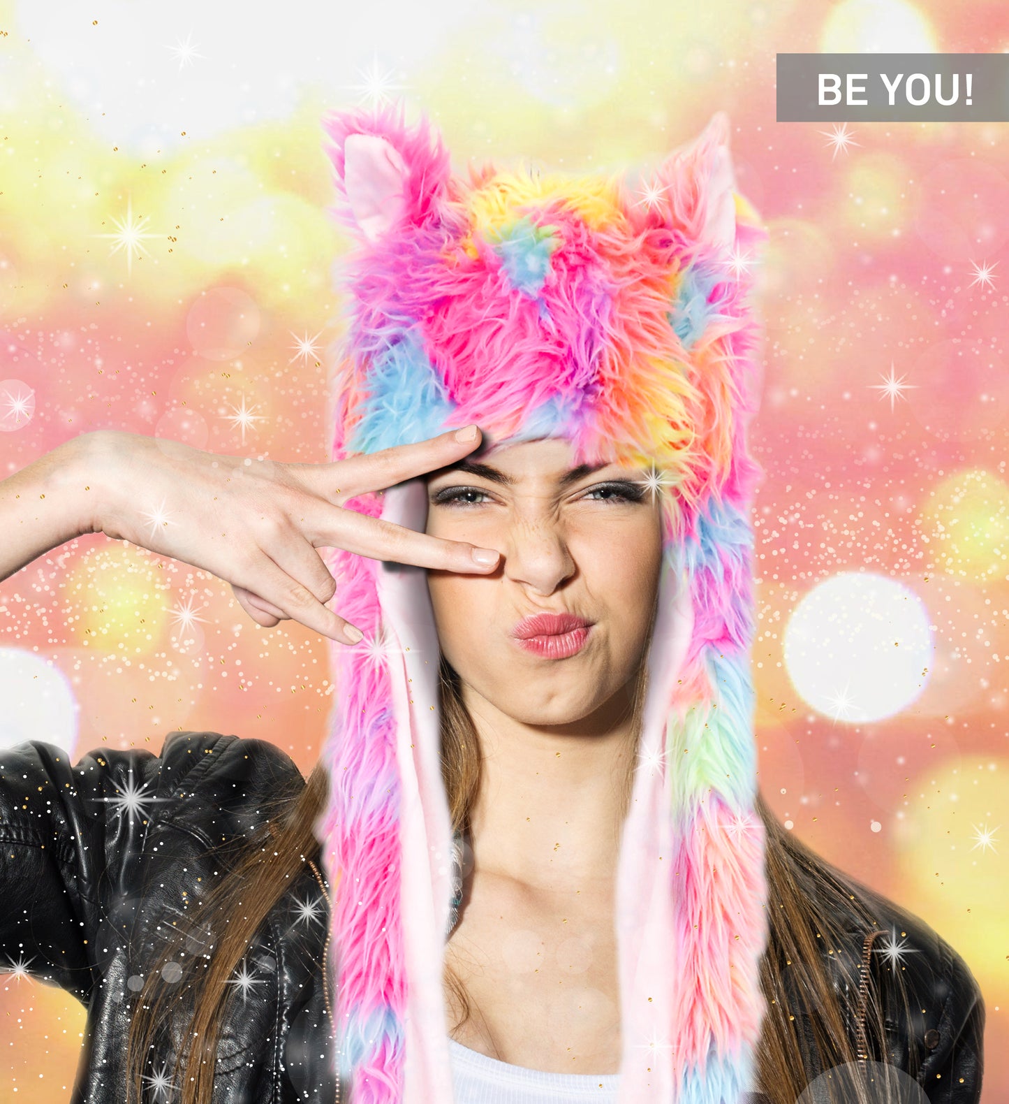 SUPER SOFT PLUSH HAT + SCARF + MITTEN - RAINBOW ANIMAL