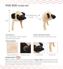 SUPER SOFT PLUSH HAT - PUG DOG