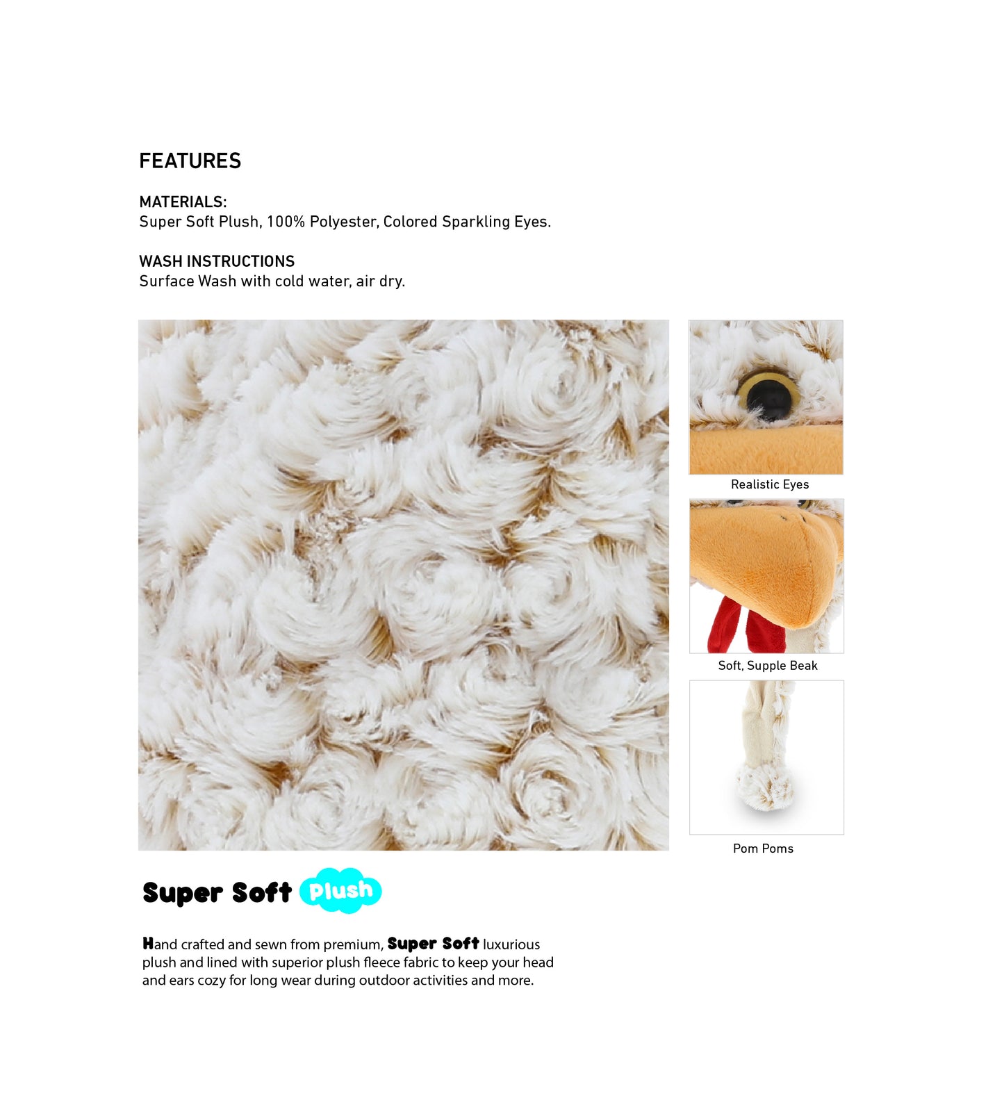 SUPER SOFT PLUSH HAT - ROOSTER