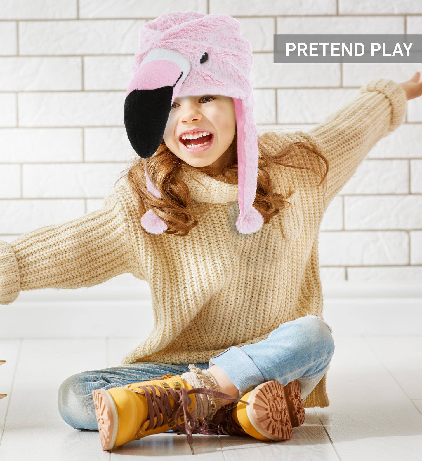 SUPER SOFT PLUSH HAT - FLAMINGO