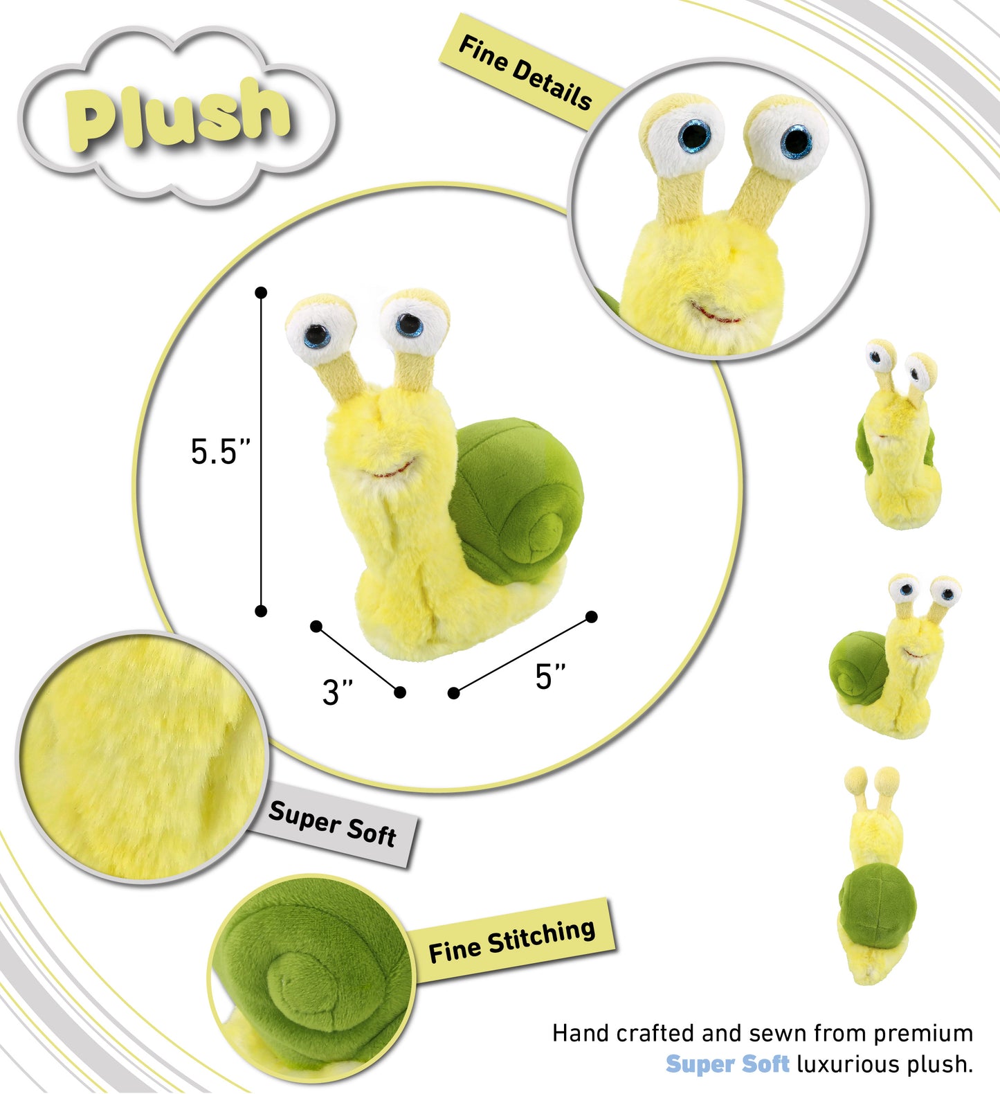 SUPER-SOFT PLUSH - YELLOW SNAIL SMALL 5.5"