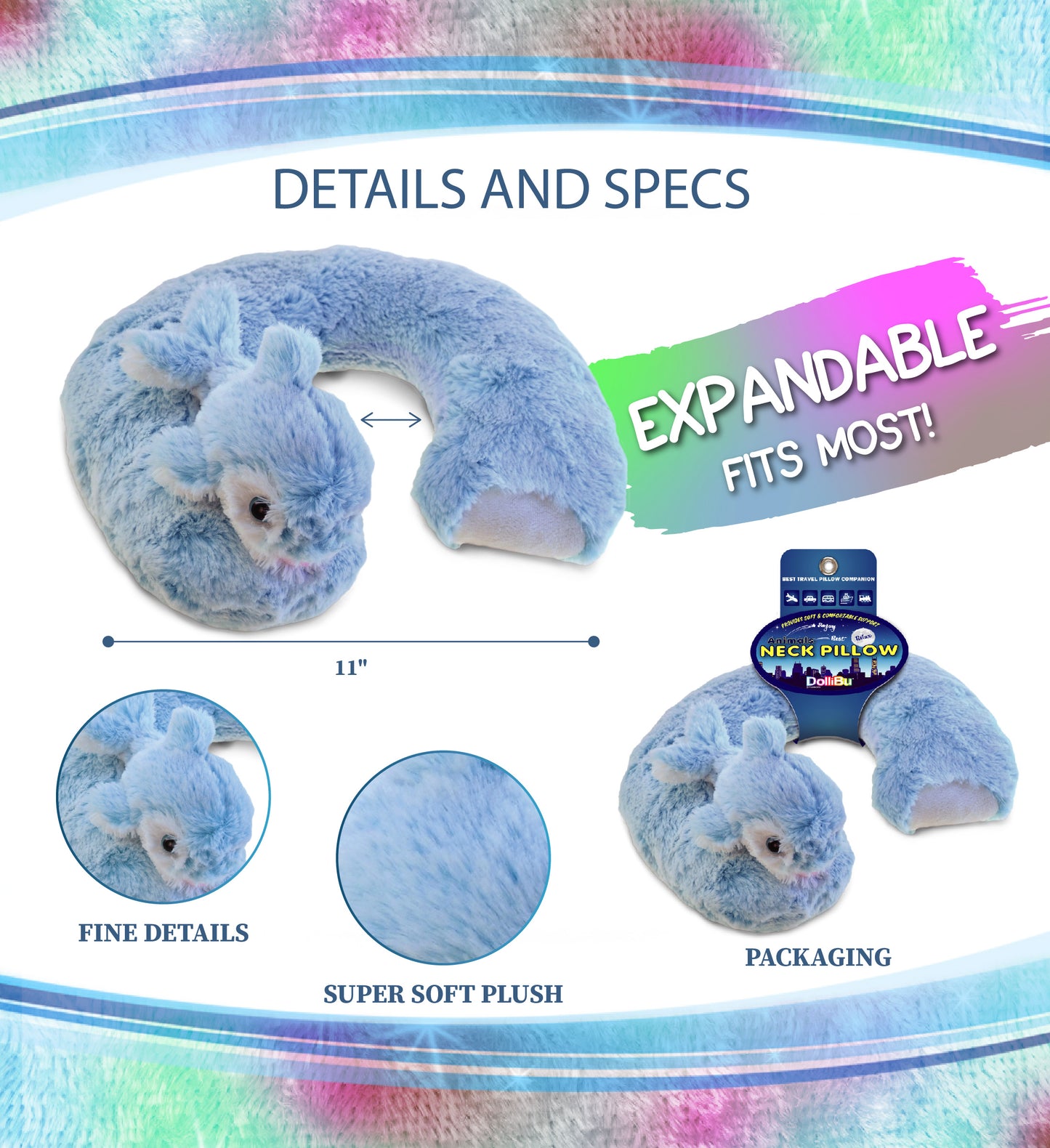 SUPER-SOFT PLUSH NECK PILLOW - DOLPHIN