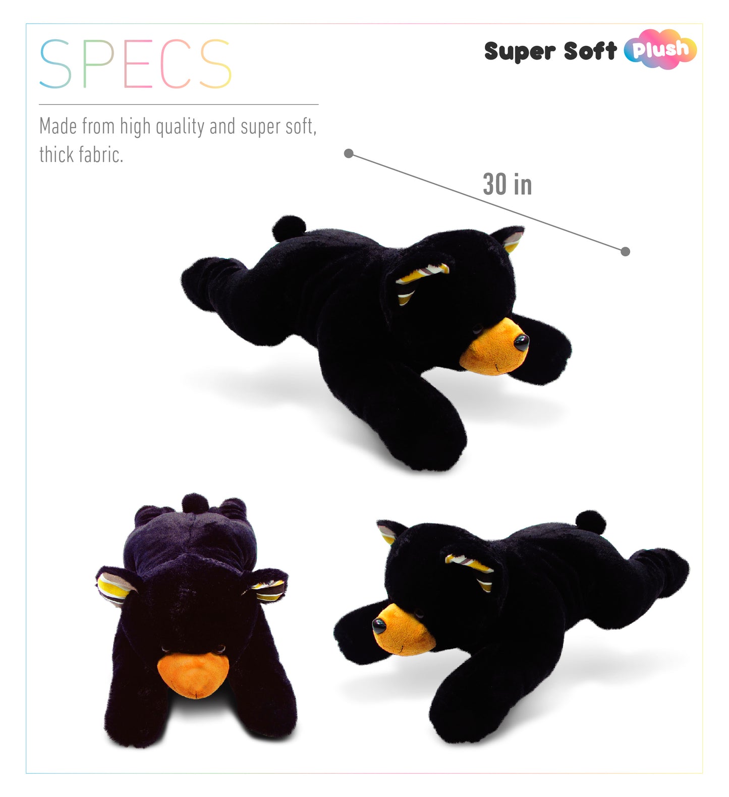 STYLISH PLUSH PILLOW - XL BLACK BEAR