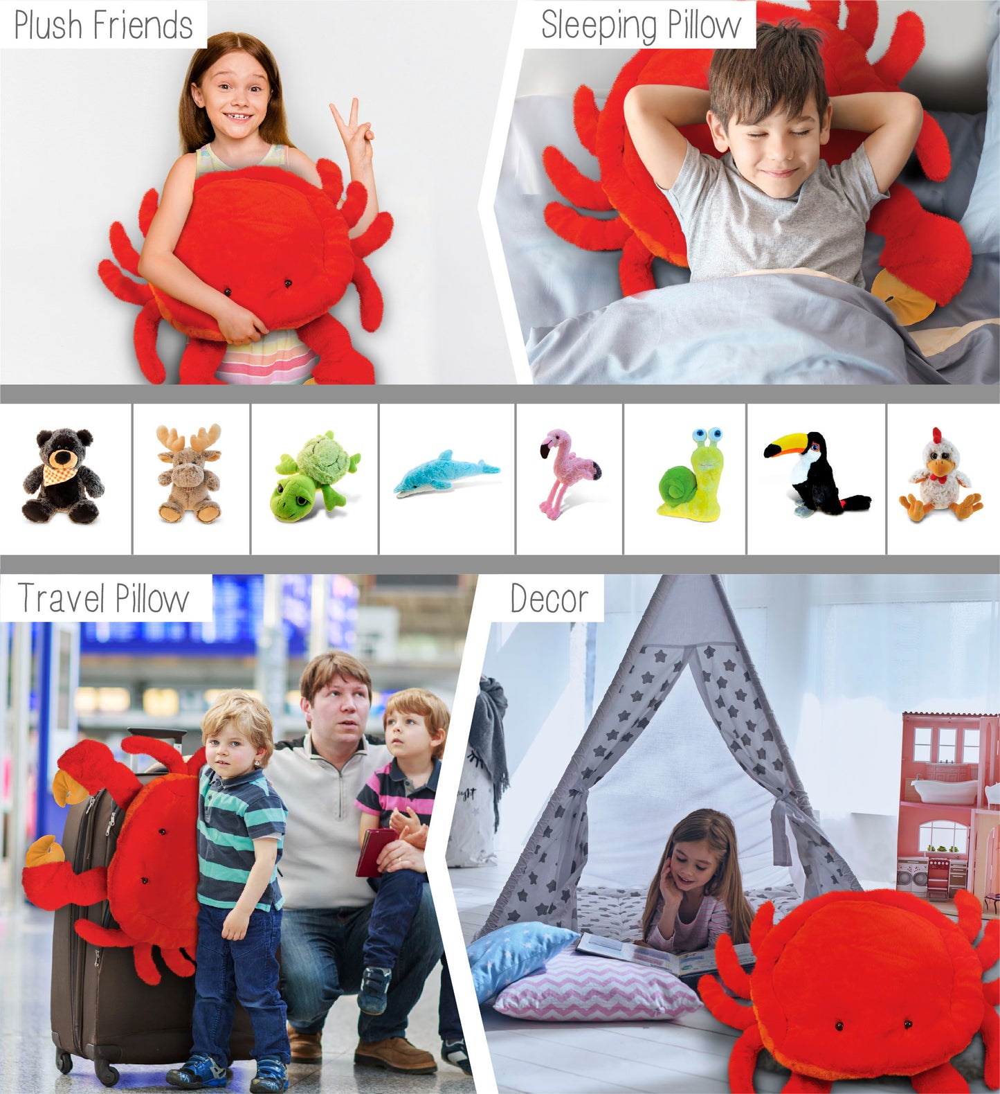 STYLISH PLUSH PILLOW - XL CRAB