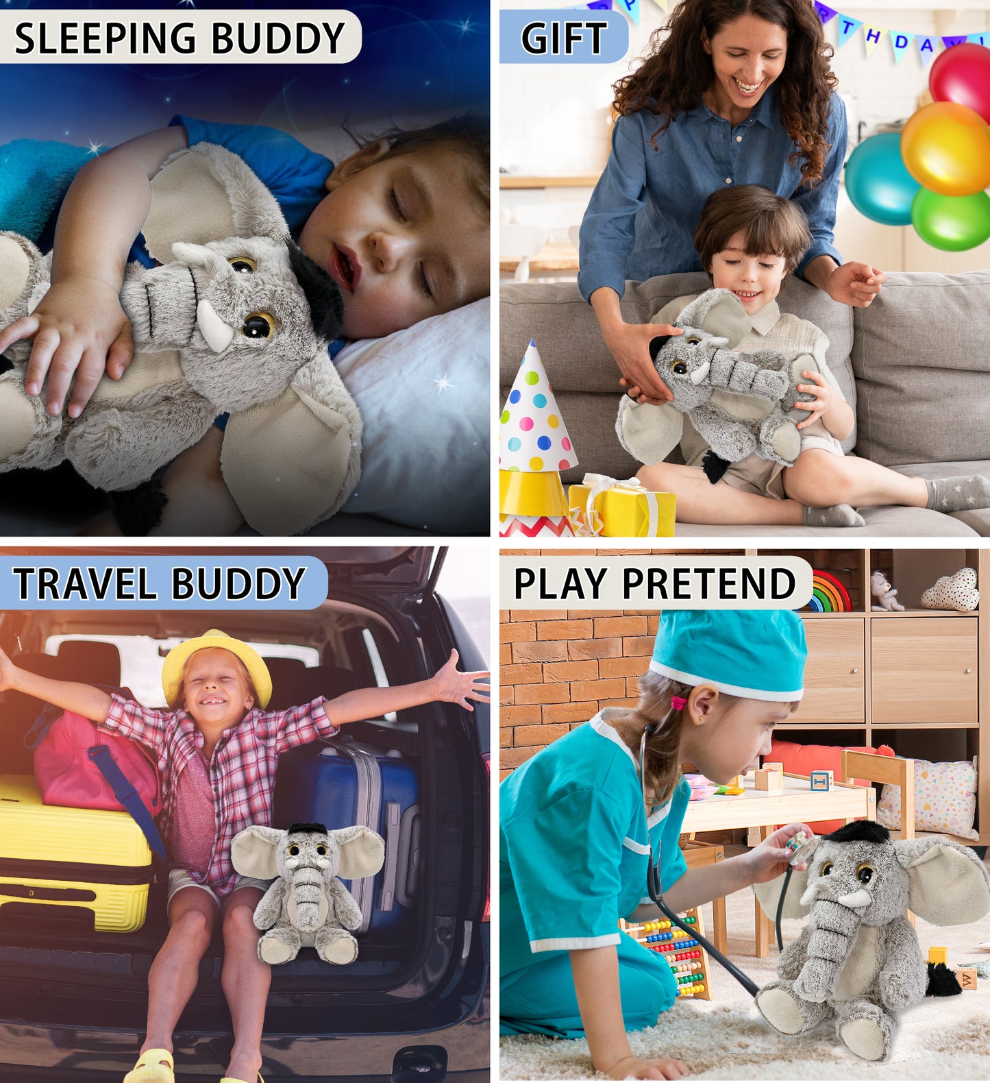 SUPER-SOFT PLUSH - SITTING ELEPHANT