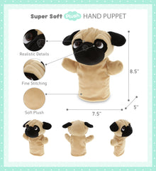 PLUSH HAND PUPPET - PUG DOG