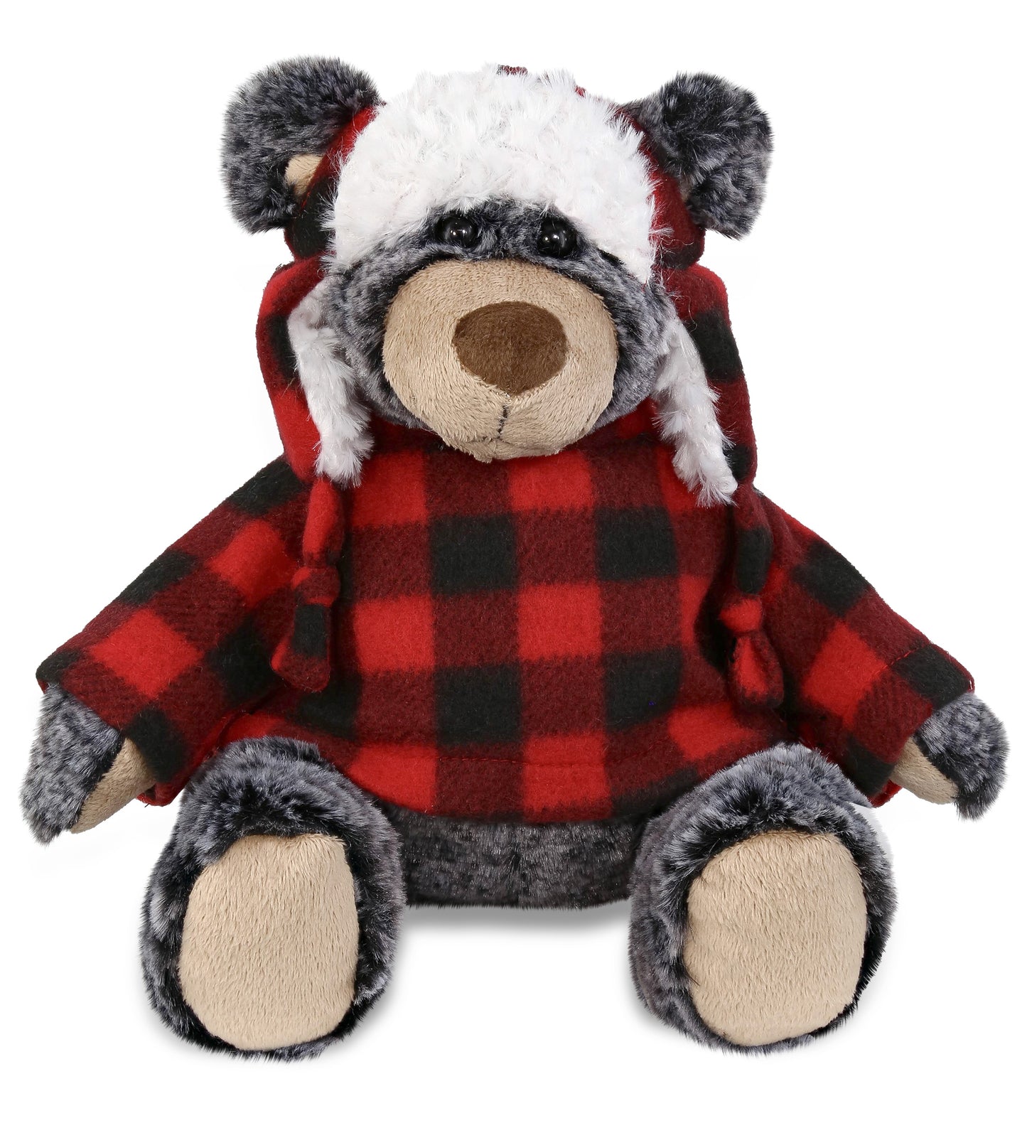 SUPER SOFT PLUSH - RED PLAID OUTFIT - BLACK BEAR