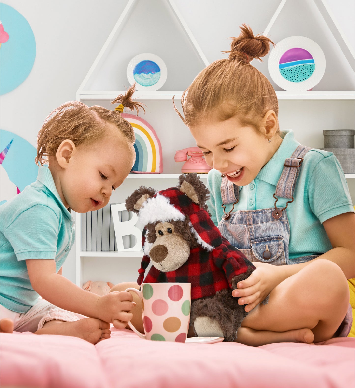 SUPER SOFT PLUSH - RED PLAID OUTFIT - GRIZZLY BEAR