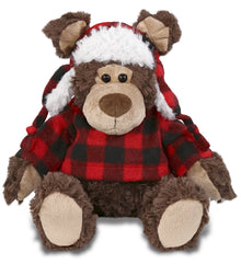 SUPER SOFT PLUSH - RED PLAID OUTFIT - GRIZZLY BEAR