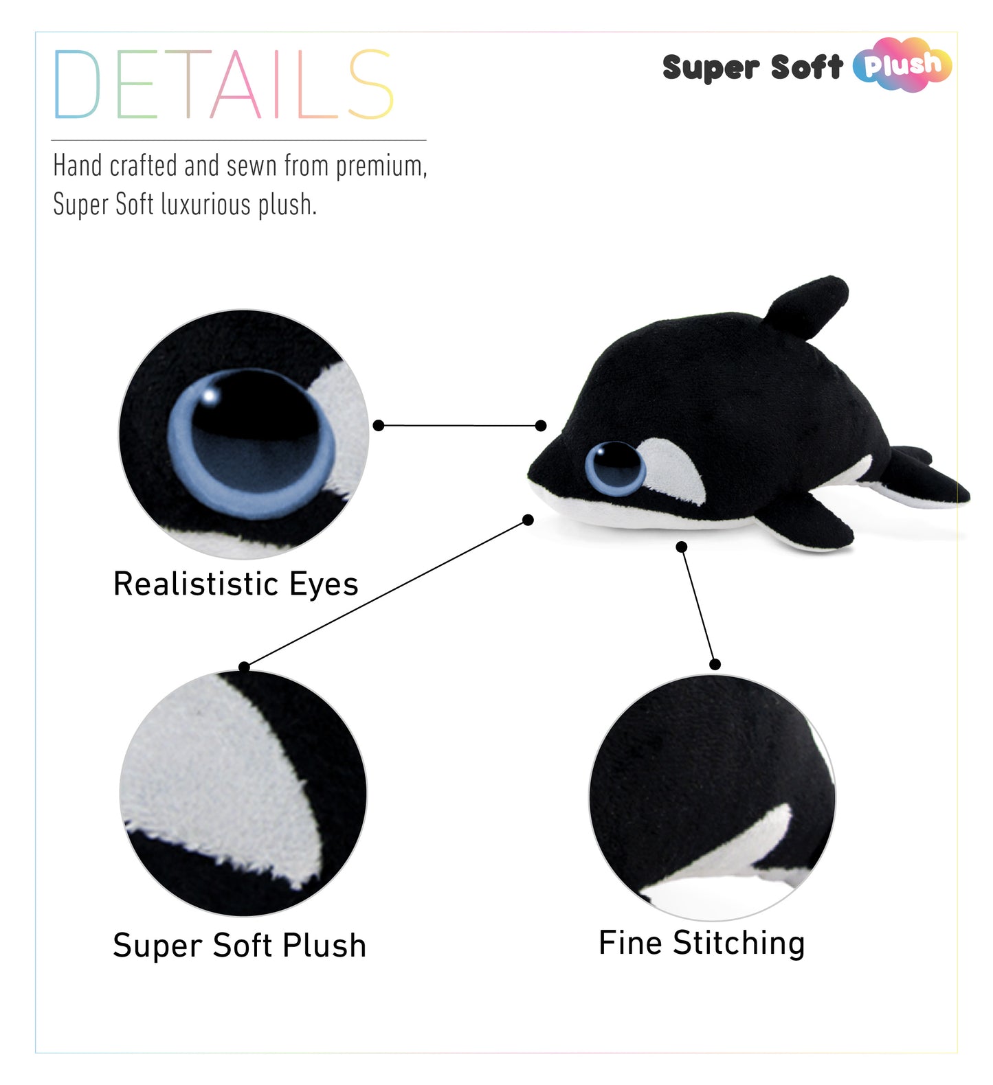 BIG EYE 6" PLUSH - KILLER WHALE