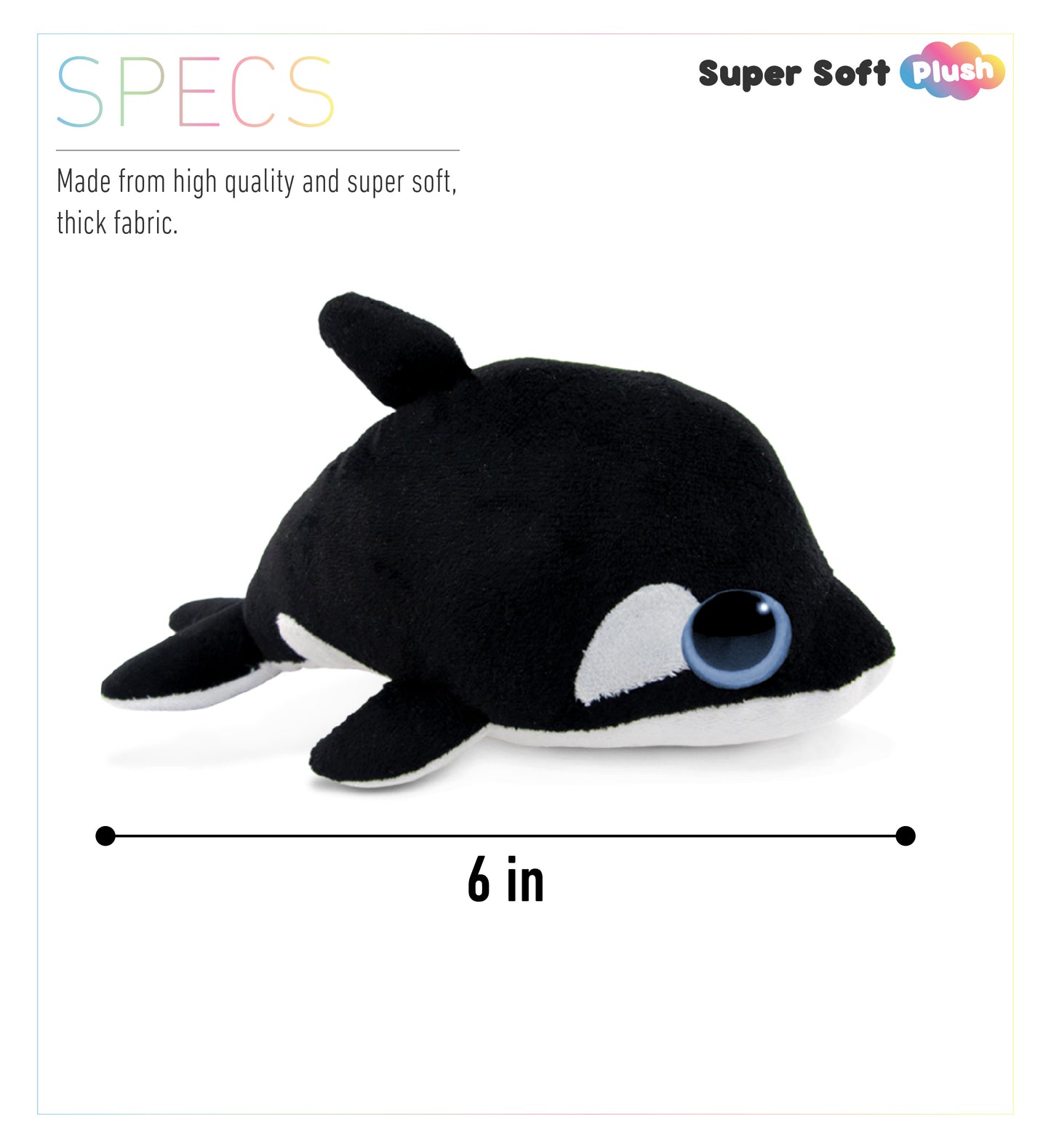 BIG EYE 6" PLUSH - KILLER WHALE