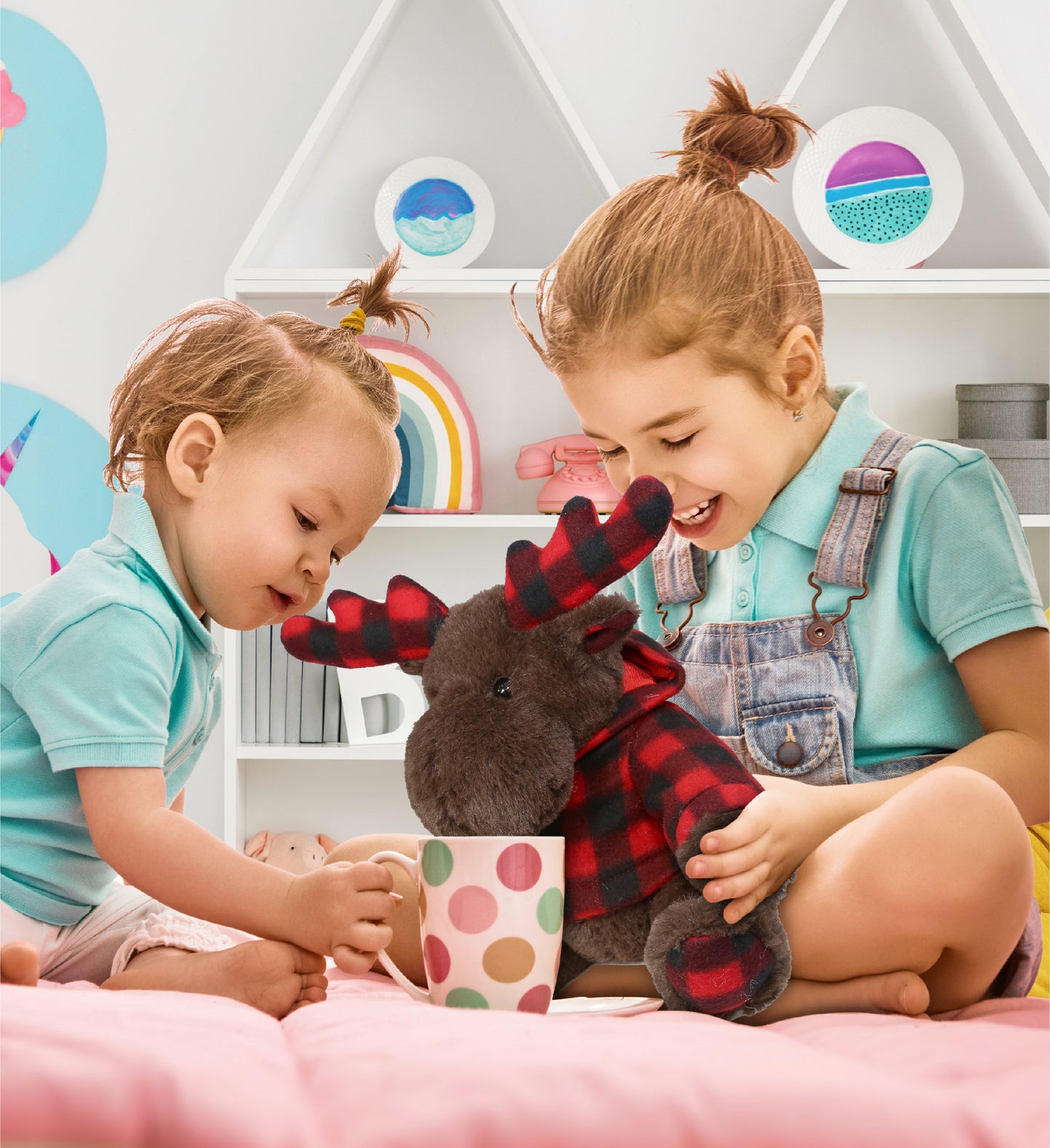 SUPER SOFT PLUSH - PLAID BROWN MOOSE WITH HOODIE