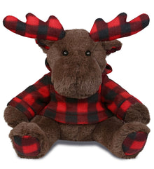 SUPER SOFT PLUSH - PLAID BROWN MOOSE WITH HOODIE
