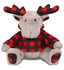 SUPER SOFT PLUSH - PLAID BEIGE MOOSE WITH HOODIE