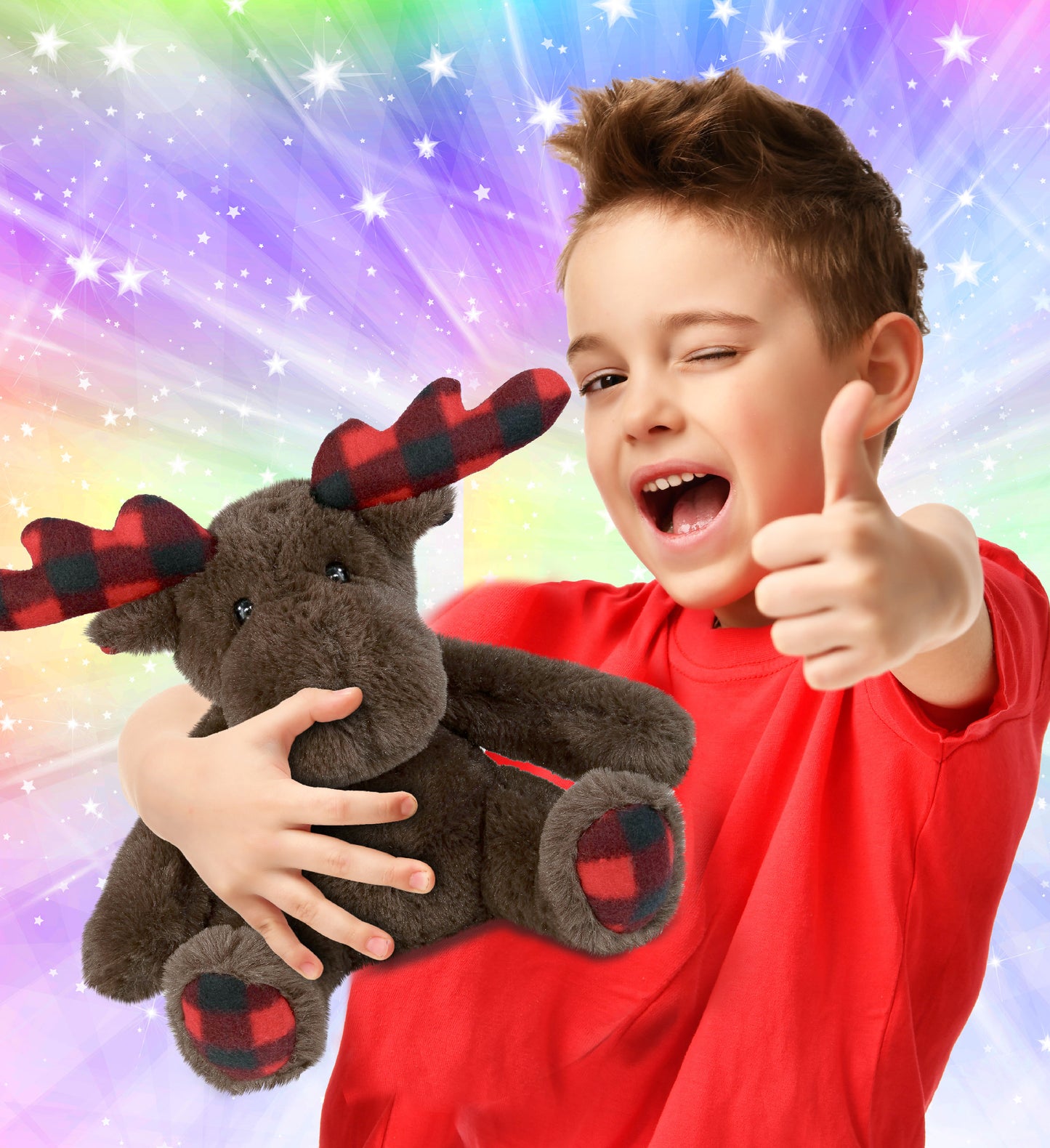 SUPER SOFT PLUSH - PLAID BROWN MOOSE