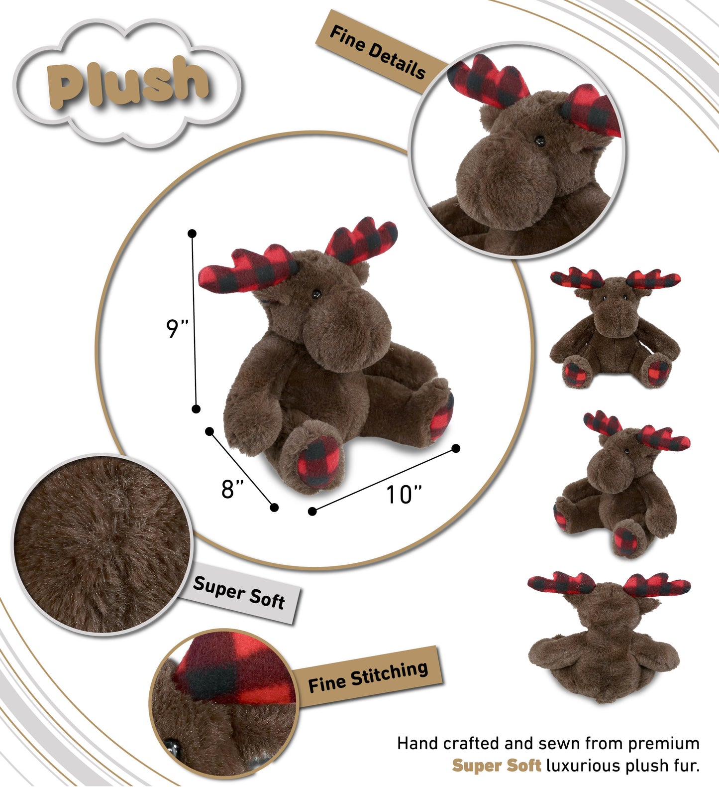 SUPER SOFT PLUSH - PLAID BROWN MOOSE