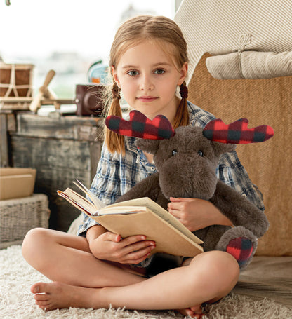 SUPER SOFT PLUSH - PLAID BROWN MOOSE