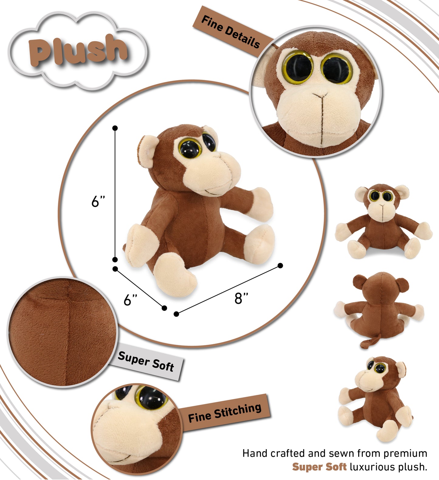 BIG EYE 6' PLUSH - MONKEY