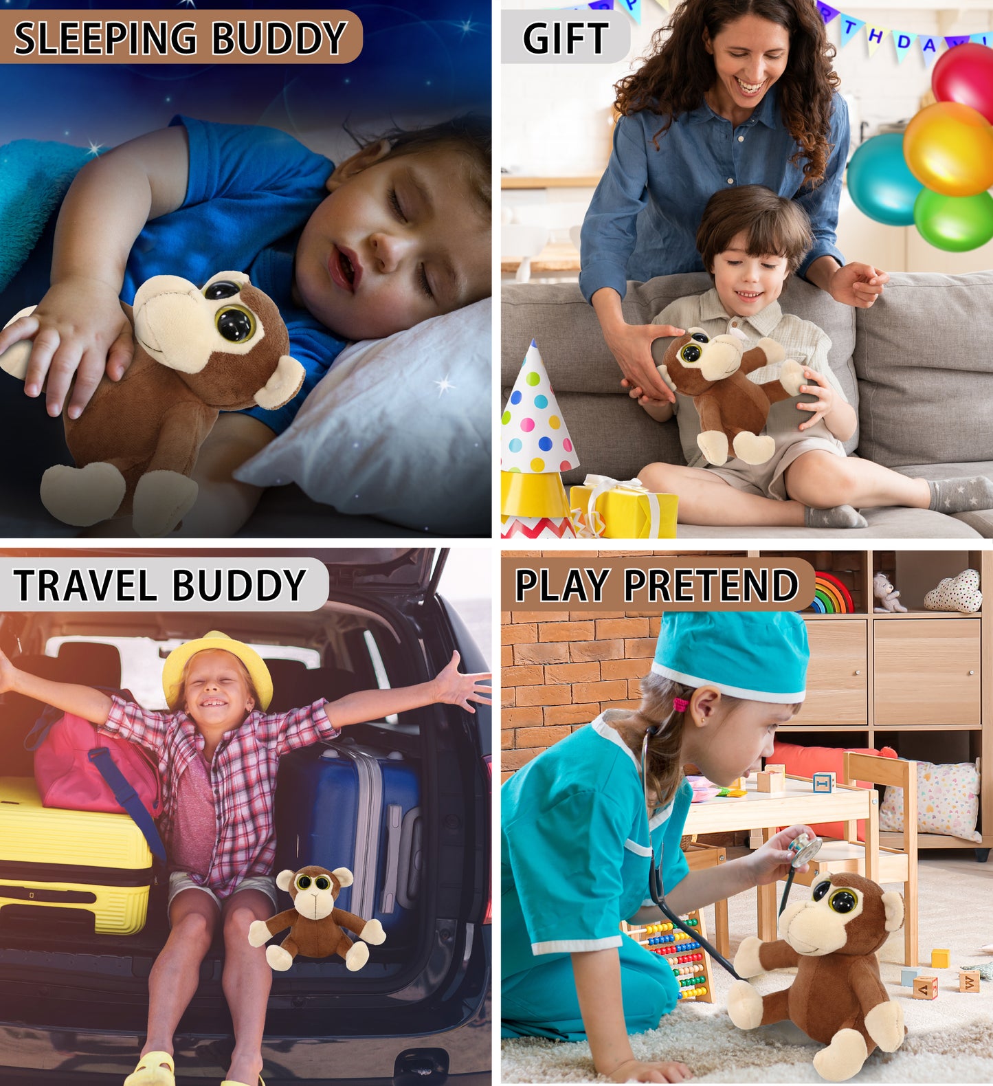 BIG EYE 6' PLUSH - MONKEY