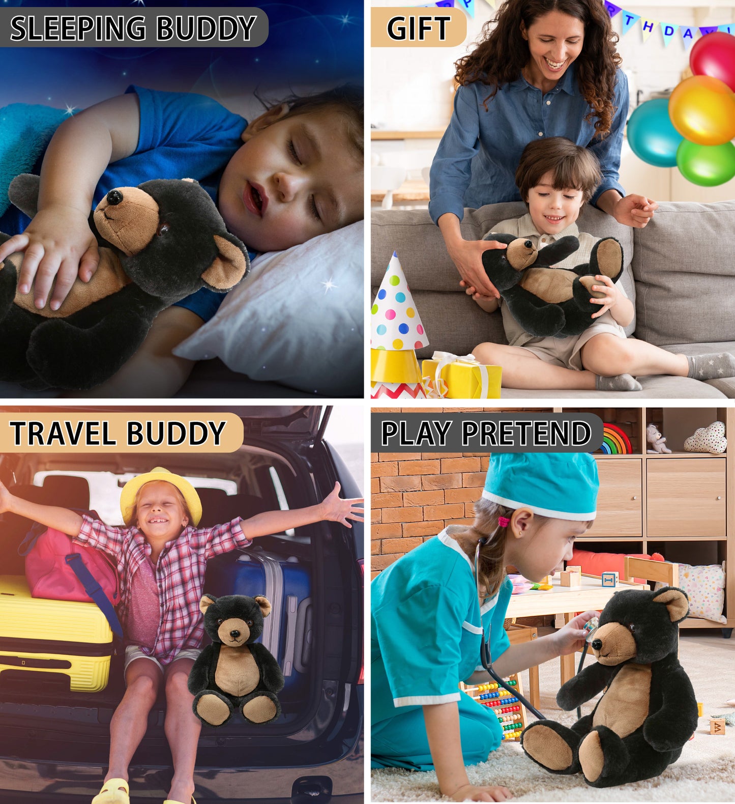 SUPER-SOFT PLUSH - BLACK BEAR 9"