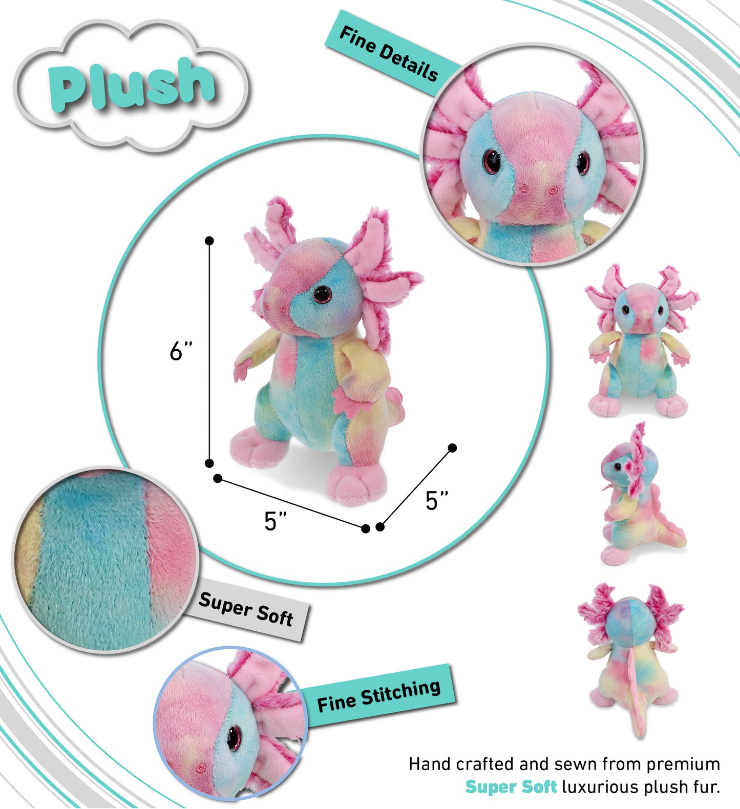 BIG EYE 6" PLUSH - STANDING AXOLOTL
